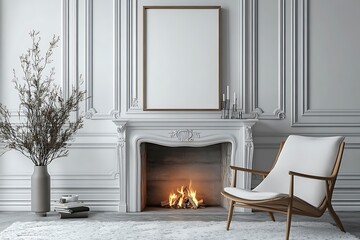 Interior Design Featuring Fireplace Chair Vase and Decorative Elements
