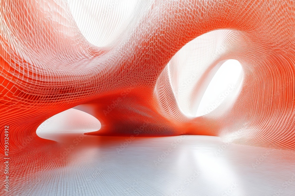 Poster modern architecture showcases fluid design and dynamic forms in a futuristic space created with intr