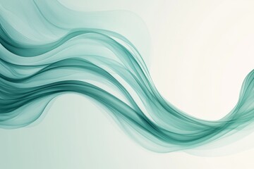 Soft green waves flow elegantly across a light background, creating a sense of tranquility and movement