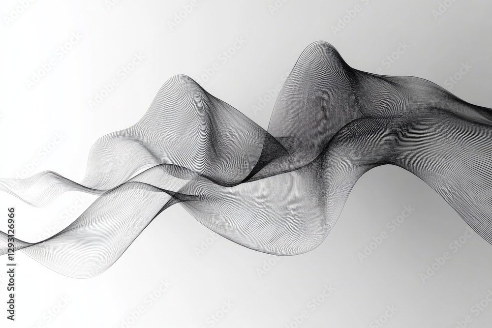 Poster abstract black and white wave patterns create a dynamic visual effect on a light background
