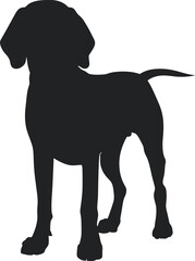 Treeing Walker Coonhound Silhouette Vector Illustration White Background