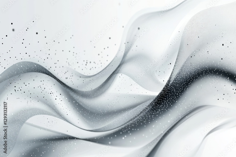 Poster elegant abstract waves in grayscale with scattered specks create a tranquil atmosphere in a modern d