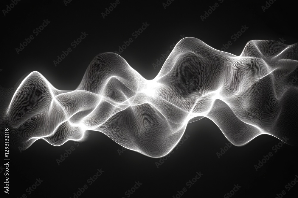 Poster abstract wave patterns in monochrome create an ethereal visual effect