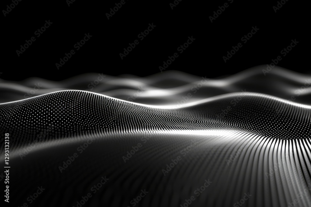 Aufkleber Textured black waves creating a dynamic visual effect with contrasting light and shadow in an abstract representation