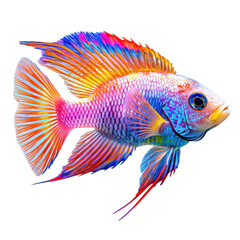 Fototapeta premium Vibrant Fish Swimming in Reef on transparent background.