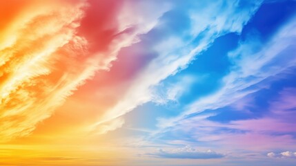 Obraz premium Bright sky with red, orange, and blue cloud trails. Perfect for backgrounds, energy, and modern digital art.