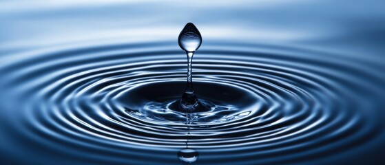 A drop of water is falling into a large body of water