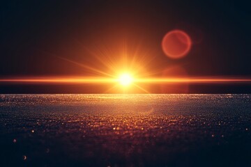 Stunning sunrise illuminates calm surface of water with vibrant colors and sparkling reflections