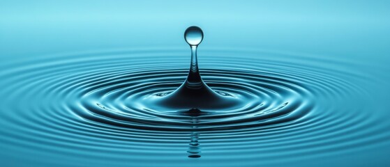 A drop of water is floating on the surface of a large body of water