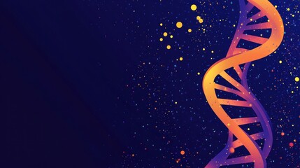 Abstract DNA Helix Structure Molecular Model on Dark Blue Background
