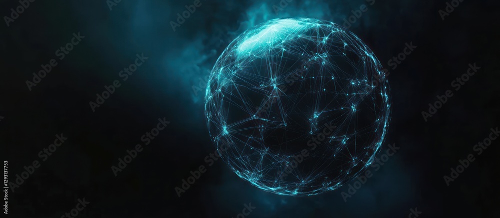 Poster abstract artificial intelligence neural network with connected nodes