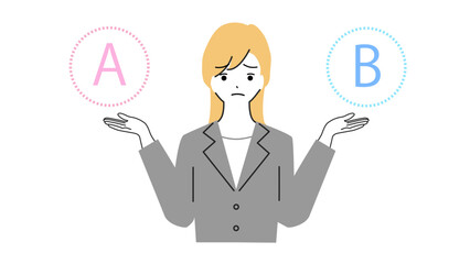 Illustration of a young woman struggling to compare both.