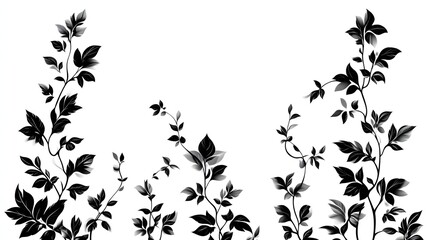 Black and white floral vines