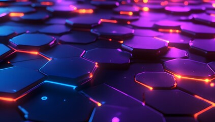 Obraz premium Hexagonal, glowing, futuristic, surface