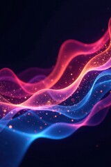Abstract Dynamic Waves of Glowing Light and Shimmering Particles, an Ethereal Digital Design