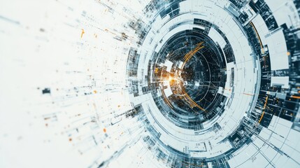 Obraz premium Abstract digital tunnel with concentric circles, intricate design, and flowing lines.