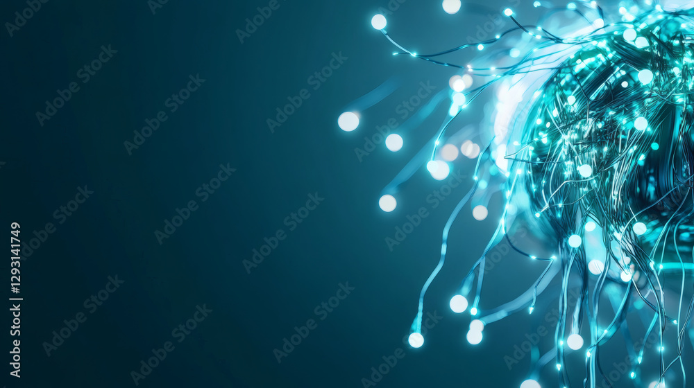 Aufkleber abstract technology design with glowing connections and a blue background