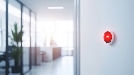 Carbon monoxide sensor in a bright office with white walls. Featuring safety and readiness