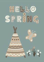 Happy Easter in gray green and beige colors 9