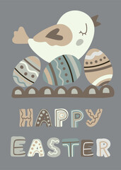 Happy Easter in gray green and beige colors 36