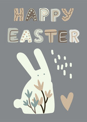 Happy Easter in gray green and beige colors 35