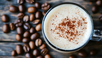 Creamy Coffee Drink, Wooden Table