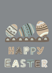 Happy Easter in gray green and beige colors 46