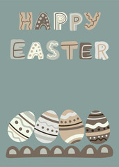 Happy Easter in gray green and beige colors 50