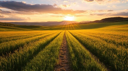 Obraz premium A wide-open field with no footprints, representing a fresh start and the beginning of a new journey.