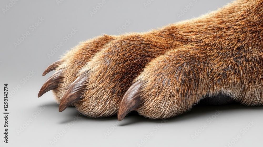 Wall mural close-up of a detailed paw with sharp claws and soft fur texture.