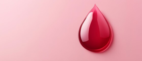 Fototapeta premium A red drop of blood is on a pink background
