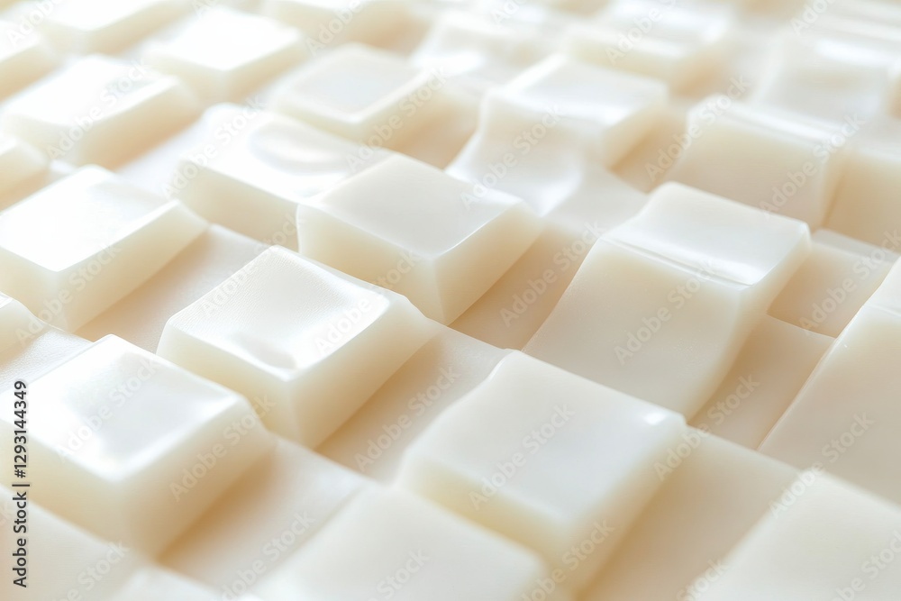 Poster Delicate arrangement of creamy white cubes on a smooth surface in a minimalist setting