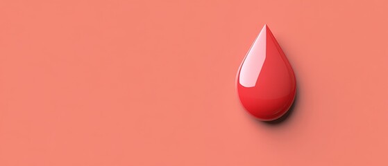 Fototapeta premium A red drop of blood is on a pink background