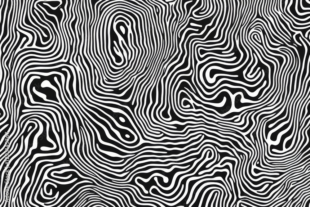 Aufkleber abstract black and white wavy lines creating a flowing pattern featuring intricate shapes and curves