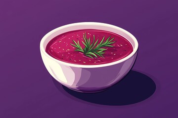 Traditional Ukrainian borscht served in a ceramic bowl, garnished with dill and garlic bread, rich beet-based soup, Eastern European meal, comic book style