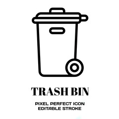 recycle bin symbol, featuring an editable stroke outline icon isolated on white background flat vector illustration. Pixel perfect
