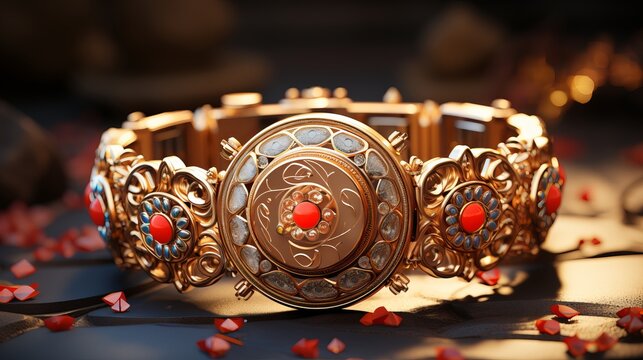 3D Render of Traditional Raksha Bandhan Bracelet Design in Cartoon Style