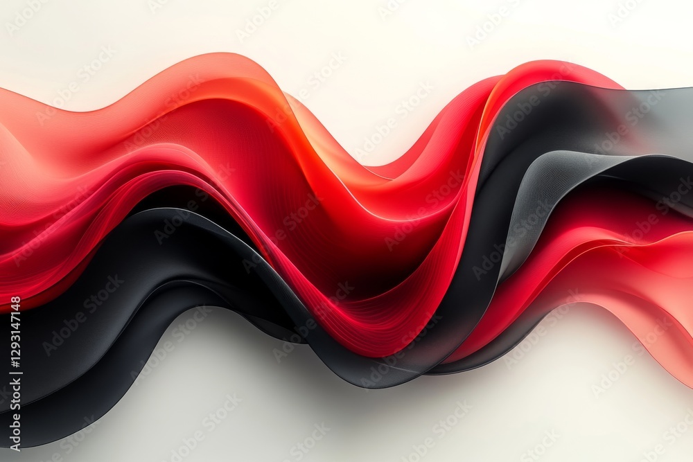 Poster colorful waves of fabric create an artistic display with smooth curves and rich textures in red and 