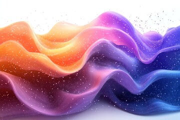 Colorful waves of soft cloth flow gracefully, blending vibrant hues in a serene pattern with a touch of sparkle
