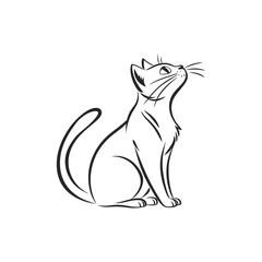 Elegant Line Art Cat Illustration