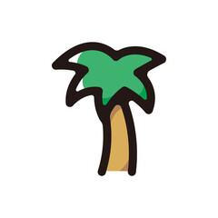 Palm tree illustration icon.Simple vector outline, clipart for graphic design.