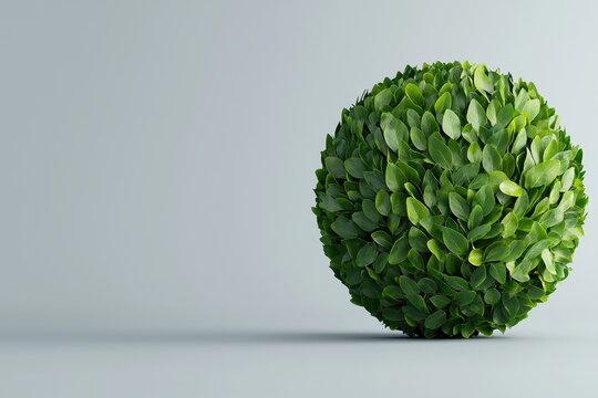 A spherical arrangement of lush green leaves representing nature and vitality.