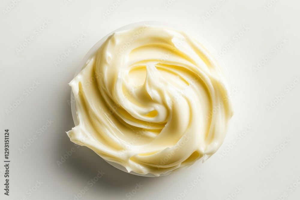Aufkleber creamy butter spread arranged in a decorative swirl on white background for cooking and baking inspi