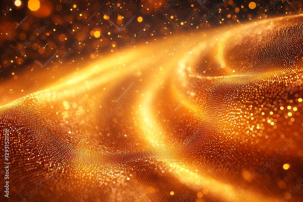 Poster golden waves of light create a stunning visual effect in an abstract display of glowing particles an