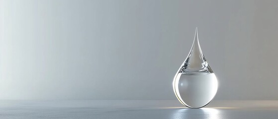 Fototapeta premium A clear drop of water is sitting on a table
