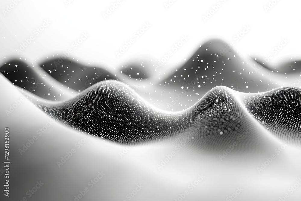 Poster abstract representation of undulating surface with dotted patterns and soft light in a minimalistic 
