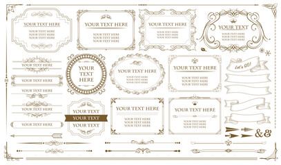 Vintage floral ornament. Vector set frame and border. Vintage typographic decorative ornament . Set of vintage frames..eps