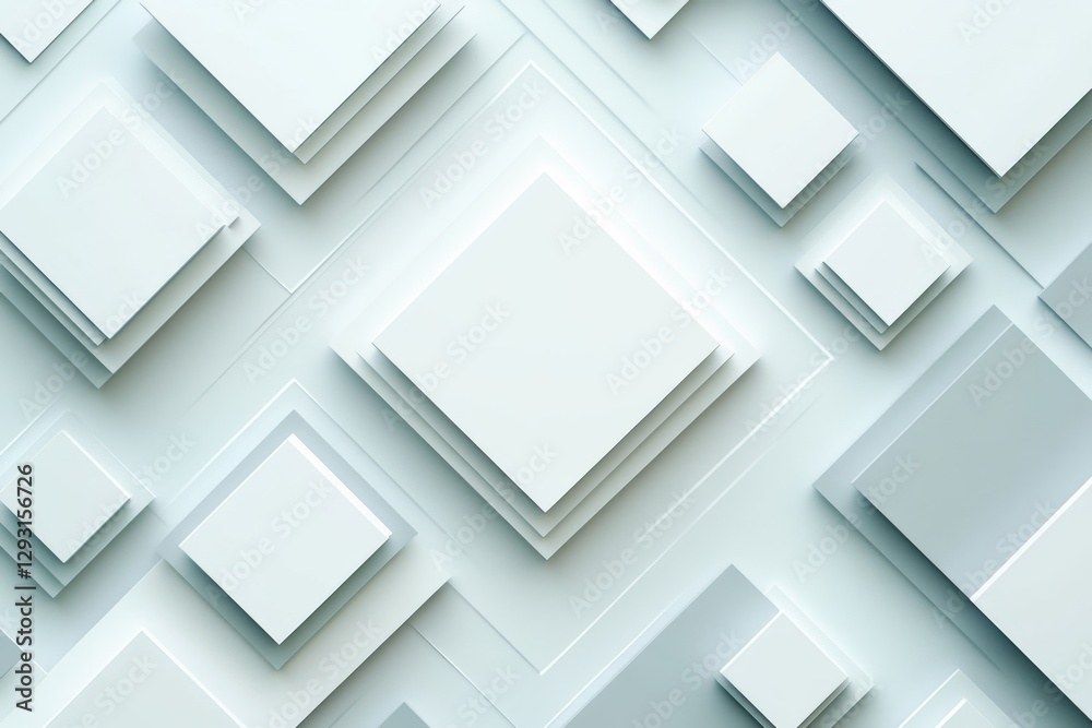 Poster abstract layers of square shapes in varying sizes create a modern architectural design effect in sof
