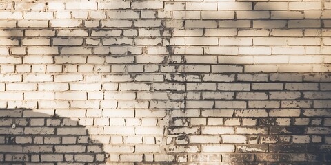 Full frame of white grunge textured brick wall background