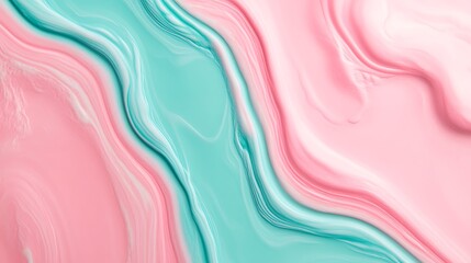 Fototapeta premium Abstract fluid art with swirling textures in soft pink and turquoise hues creating a modern artistic background